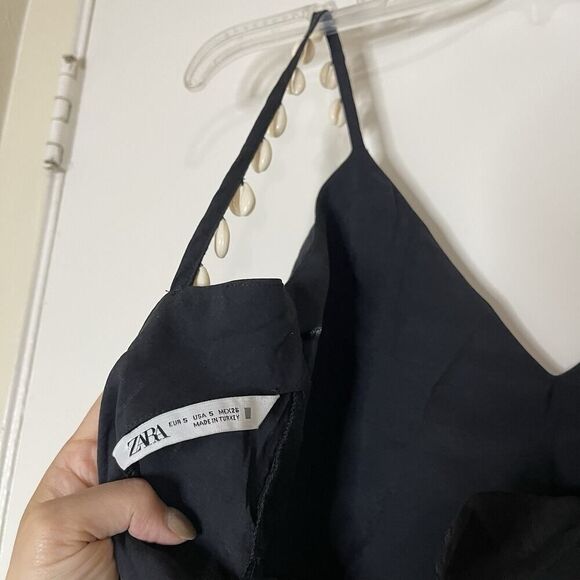 ZARA BLACK CAMISOLE TANK MINI DRESS WITH BEADED SEASHELLS REF.3564/156 - Picture 3 of 5